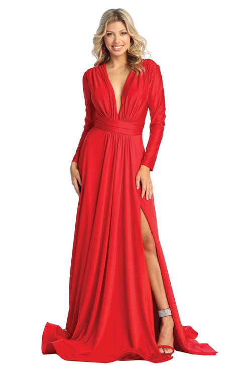 Long Sleeve V Neck Bridesmaids Dresses