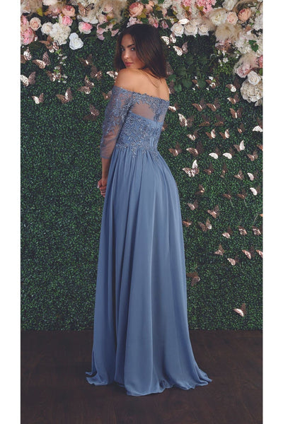 May Queen MQ1853 Off Shoulder Embroidered Plus Size Formal Gown
