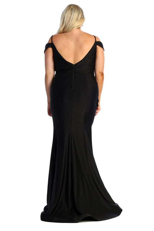 May Queen MQ1855 Long Slit Cold Shoulder Bodycon Prom Dress