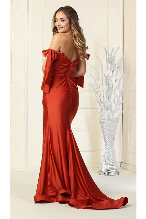 Stretchy Ruched Off The Shoulder Prom Dress