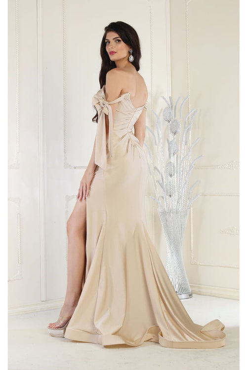 Stretchy Ruched Off The Shoulder Prom Dress