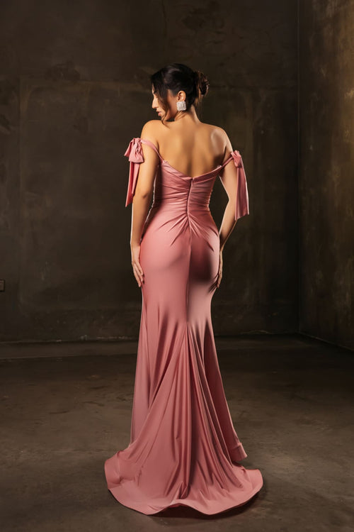 Stretchy Ruched Off The Shoulder Prom Dress