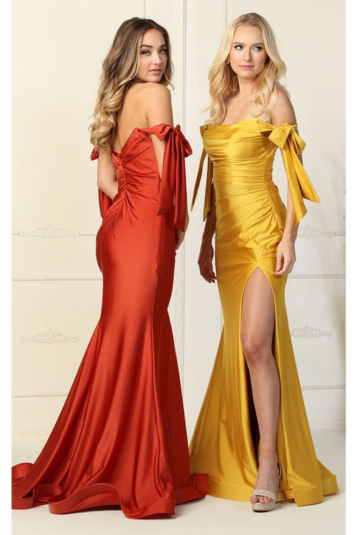 Stretchy Ruched Off The Shoulder Prom Dress