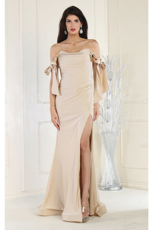 Stretchy Ruched Off The Shoulder Prom Dress