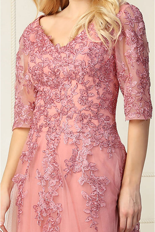 May Queen MQ1859 Short Sleeve Mother Of The Bride Plus Size Gown-New Collection
