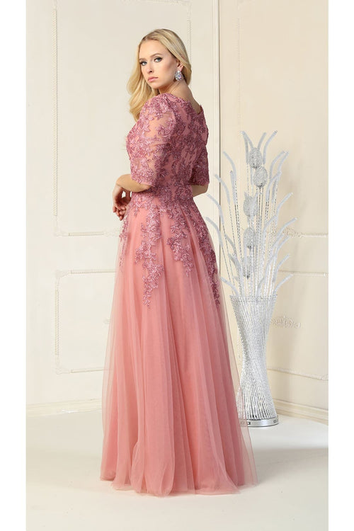 May Queen MQ1859 Short Sleeve Mother Of The Bride Plus Size Gown-New Collection