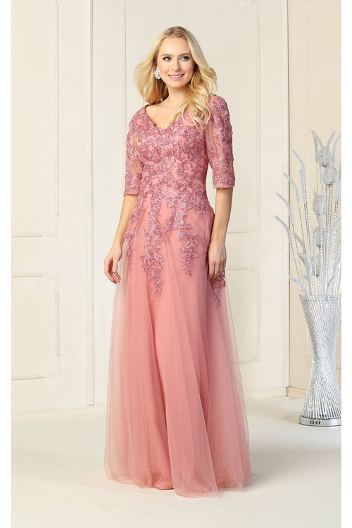 May Queen MQ1859 Short Sleeve Mother Of The Bride Plus Size Gown-New Collection