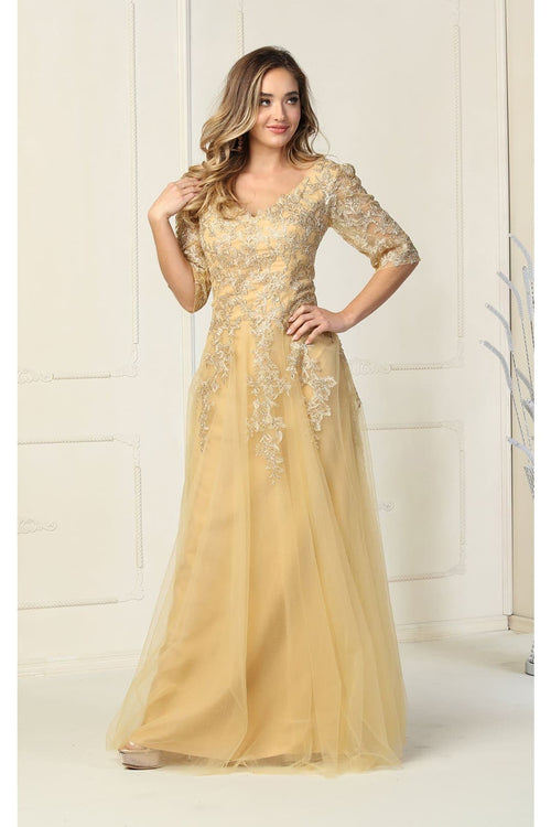 May Queen MQ1859 Short Sleeve Mother Of The Bride Plus Size Gown-New Collection