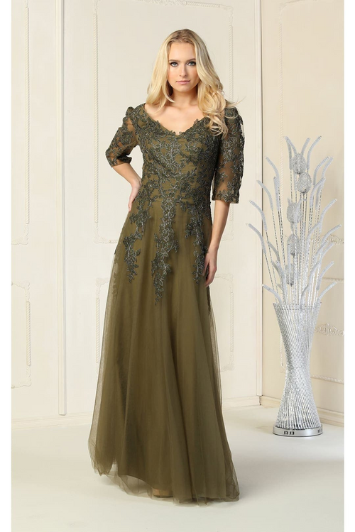 May Queen MQ1859 Short Sleeve Mother Of The Bride Plus Size Gown-New Collection