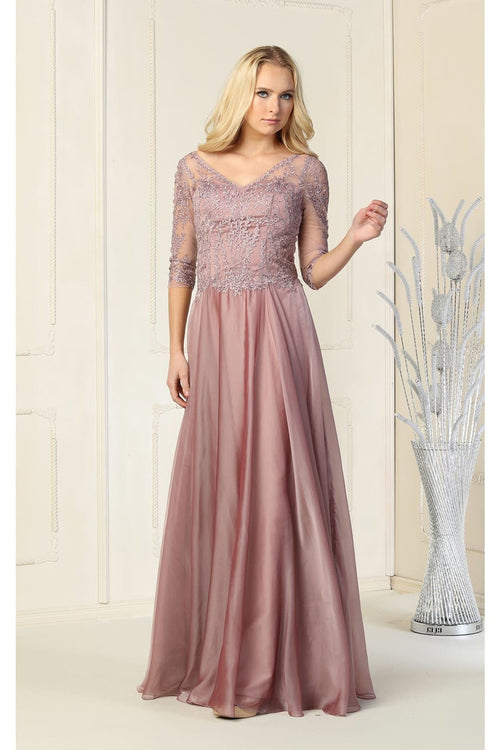 May Queen MQ1860 Short Sleeve V Neck Mother Of Bride Plus Size Dress