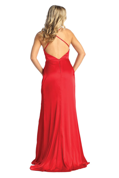 Satin Long Sexy Open Back Prom Dress MQ1899