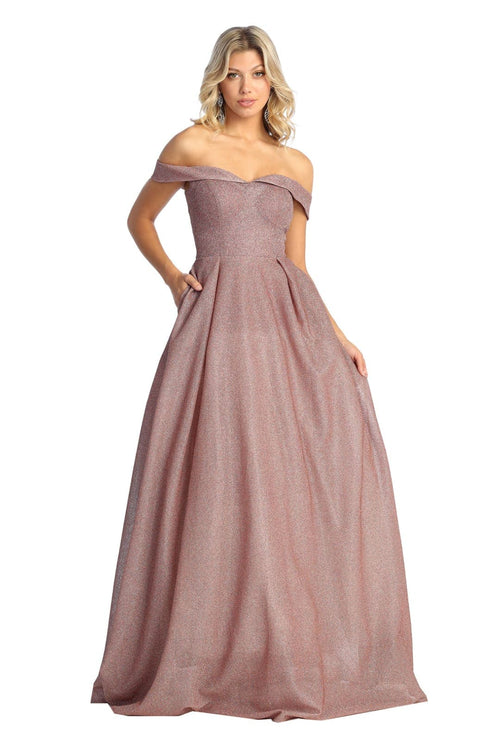 Off The Shoulder A-Line Prom Dress Glitter Formal Evening Gown MQ1915