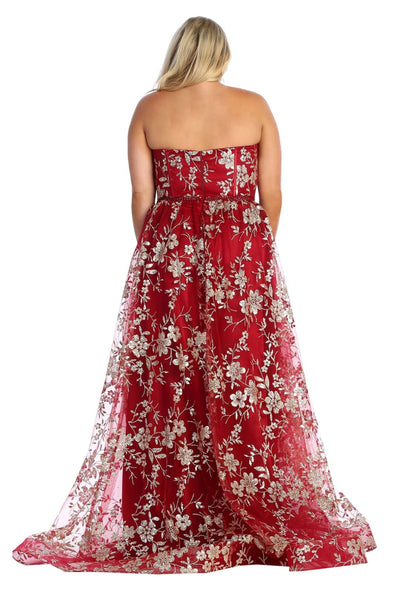 Sweetheart Prom Dress Floral Embroidered Long Strapless Evening Gown-New Collection