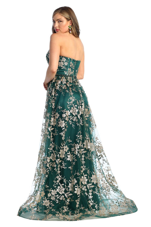 Sweetheart Prom Dress Floral Embroidered Long Strapless Evening Gown-New Collection