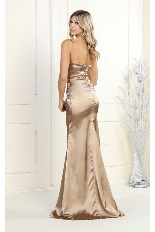Long Bridesmaid Dress Satin Formal Evening Gown by MQ1931