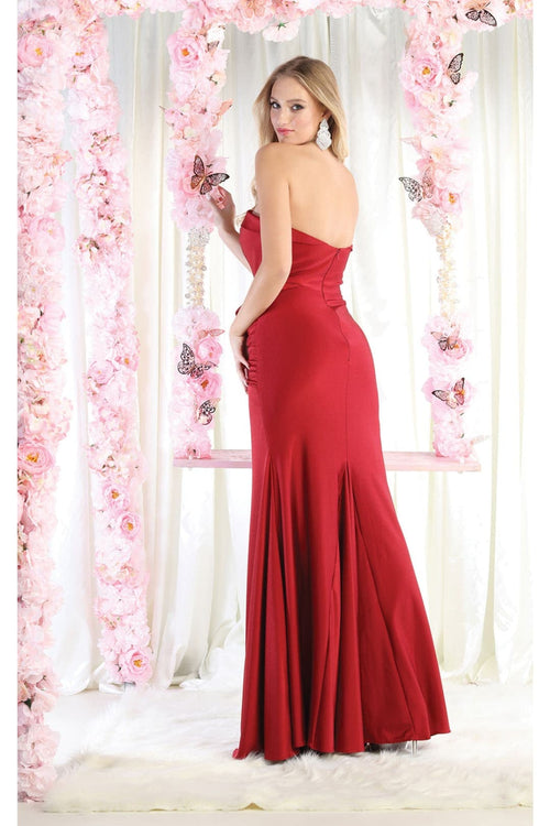 Simple Strapless Ruched Formal Dress MQ1947