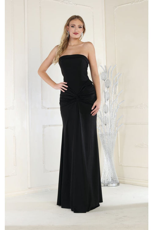 Simple Strapless Ruched Formal Dress MQ1947