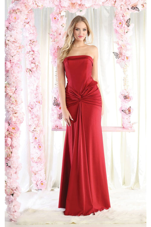 Simple Strapless Ruched Formal Dress MQ1947
