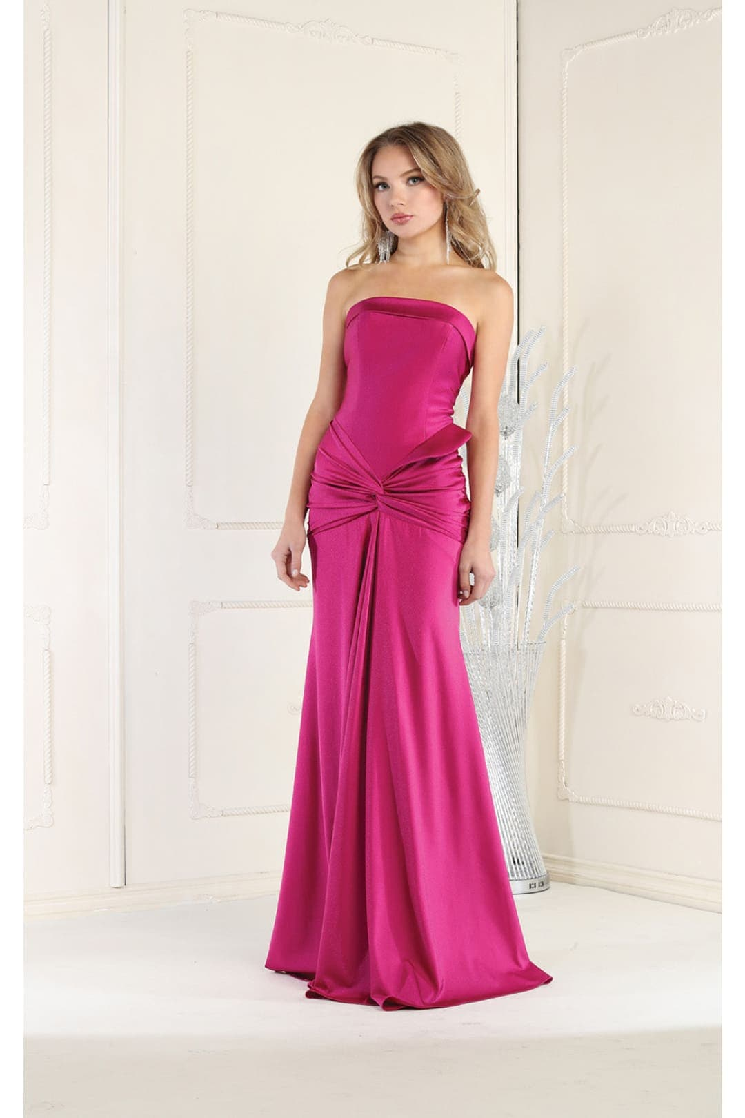 Simple Strapless Ruched Formal Dress MQ1947