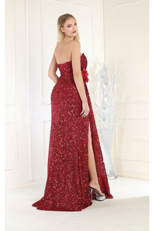 May Queen MQ1968 Strapless Sequin Formal Gown