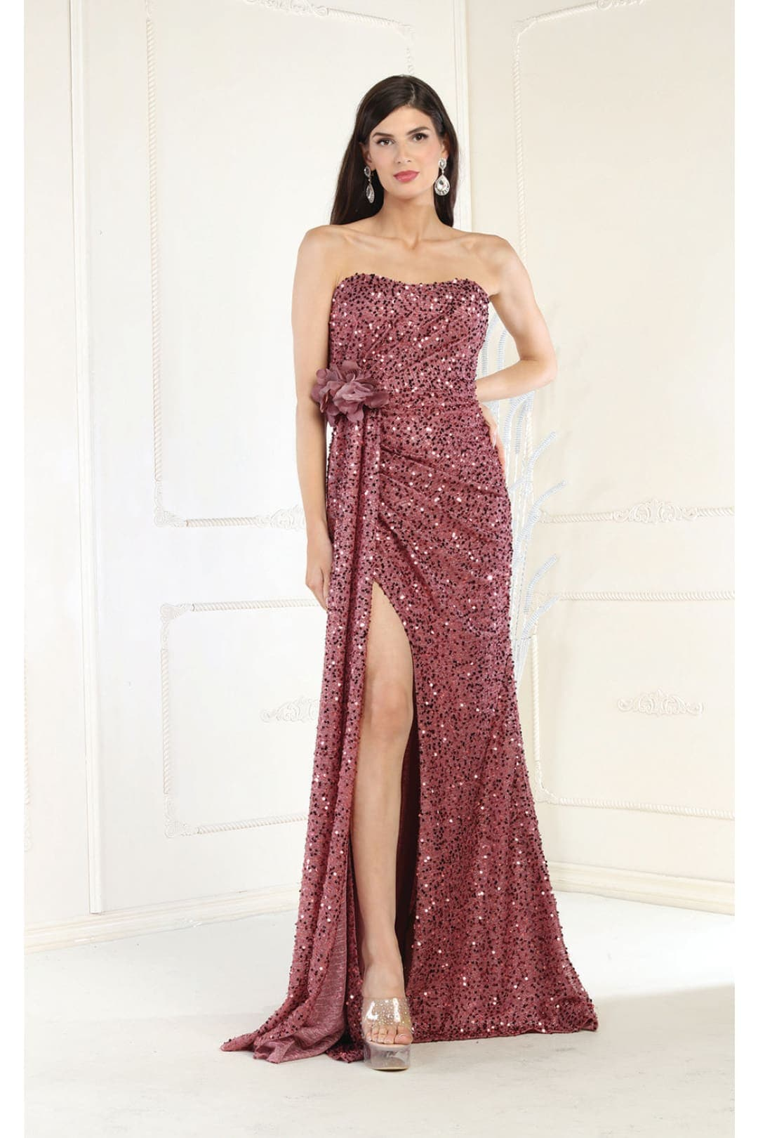 May Queen MQ1968 Strapless Sequin Formal Gown