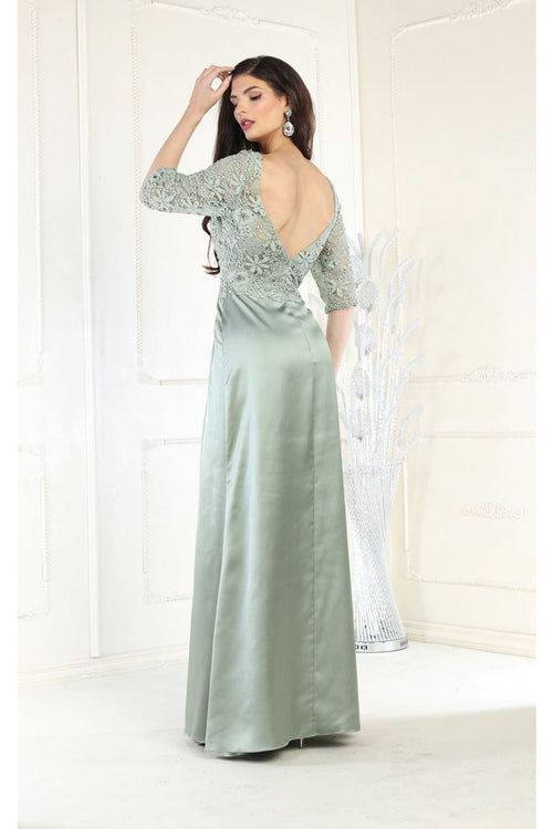 May Queen MQ1969 Embroidered Mother Of The Bride Gown