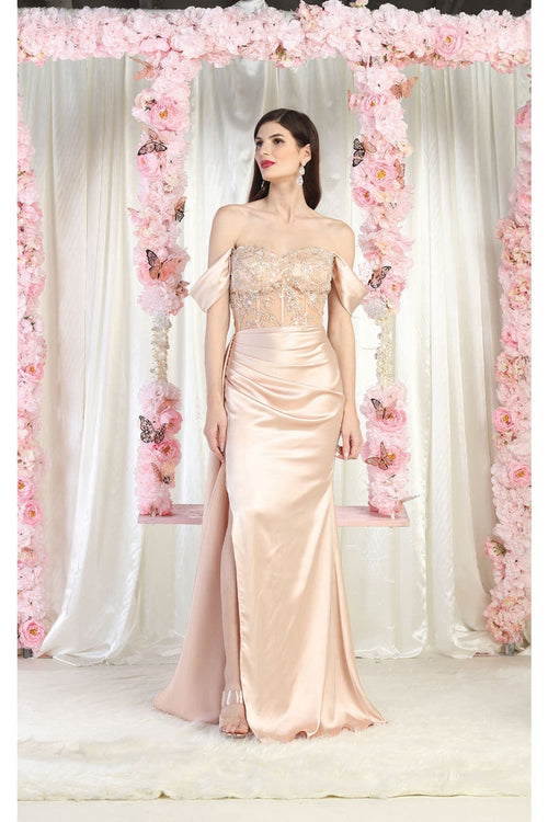 May Queen MQ1977 Sheer Bodice Red Carpet Gown-New Collection