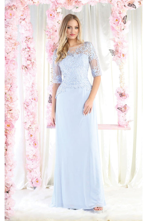 May Queen MQ1979 Boat Neck Embroidery Mother Of The Bride Dress
