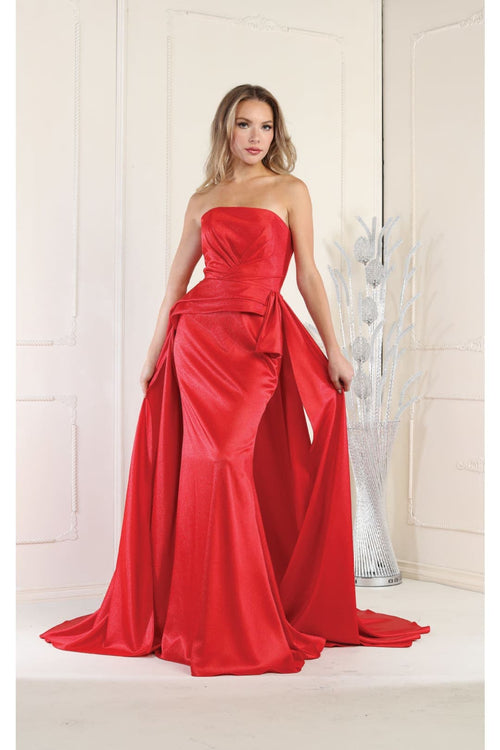 May Queen MQ1983 Strapless Ruched Sheath Evening Dress