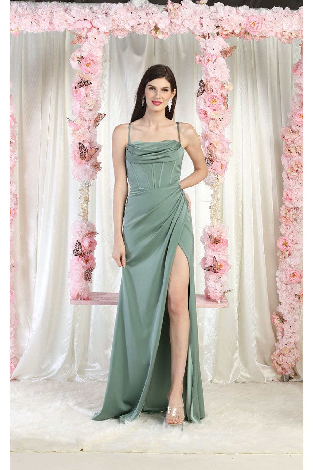 May Queen MQ1992 Cowl Neck Bridesmaids Dress