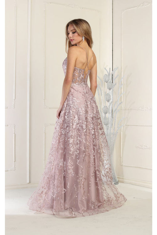 May Queen MQ1996 Corset Bone Embroiderd Lace Prom Long Evening Gown