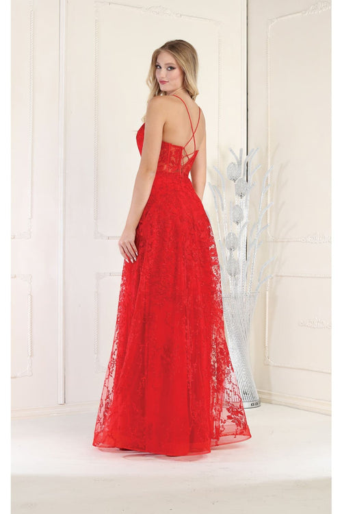 May Queen MQ1996 Corset Bone Embroiderd Lace Prom Long Evening Gown