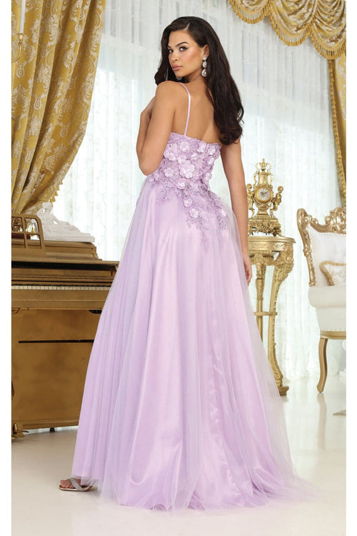 May Queen MQ2016 Sleeveless 3D Floral Embellished Pageant Evening Gown