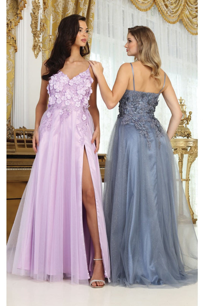 May Queen MQ2016 Sleeveless 3D Floral Embellished Pageant Evening Gown
