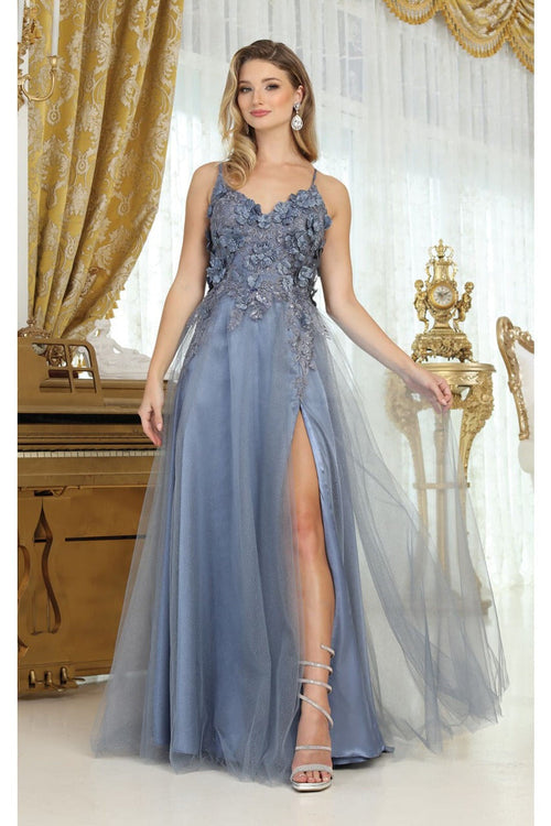 May Queen MQ2016 Sleeveless 3D Floral Embellished Pageant Evening Gown