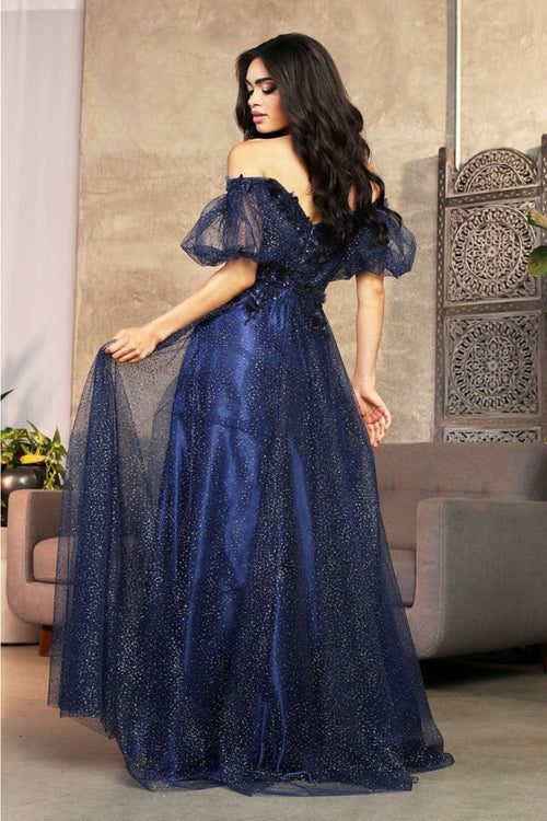May Queen MQ2033 Sweetheart Puffed Sleeves Gala Long Gown