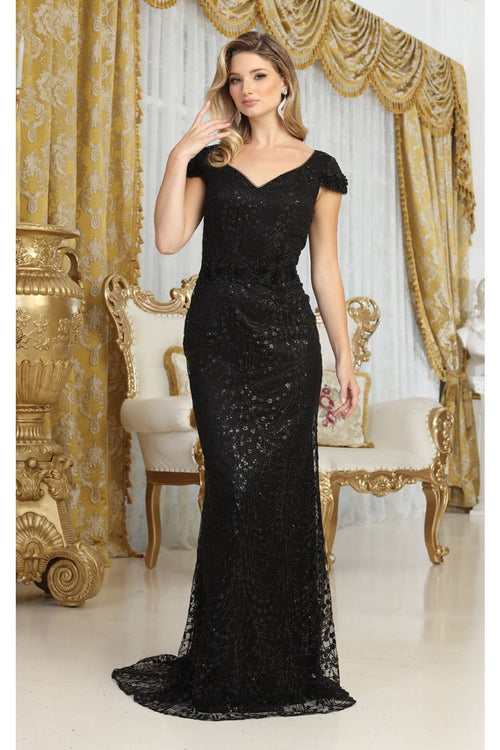 Floral Appliqued Long Mesh Formal Gown-New Collection