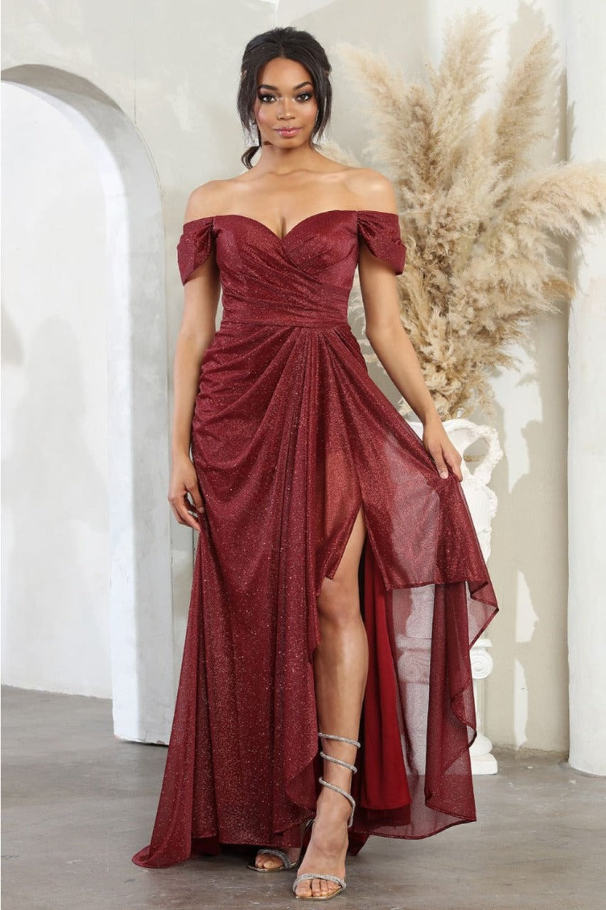 May Queen MQ2063 Off-Shoulder Mother of the Bride Ruched Gown-New Collection