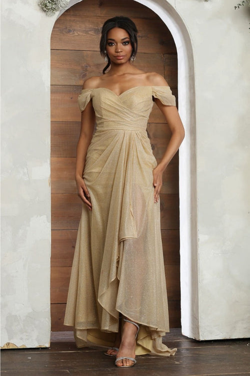 May Queen MQ2063 Off-Shoulder Mother of the Bride Ruched Gown-New Collection