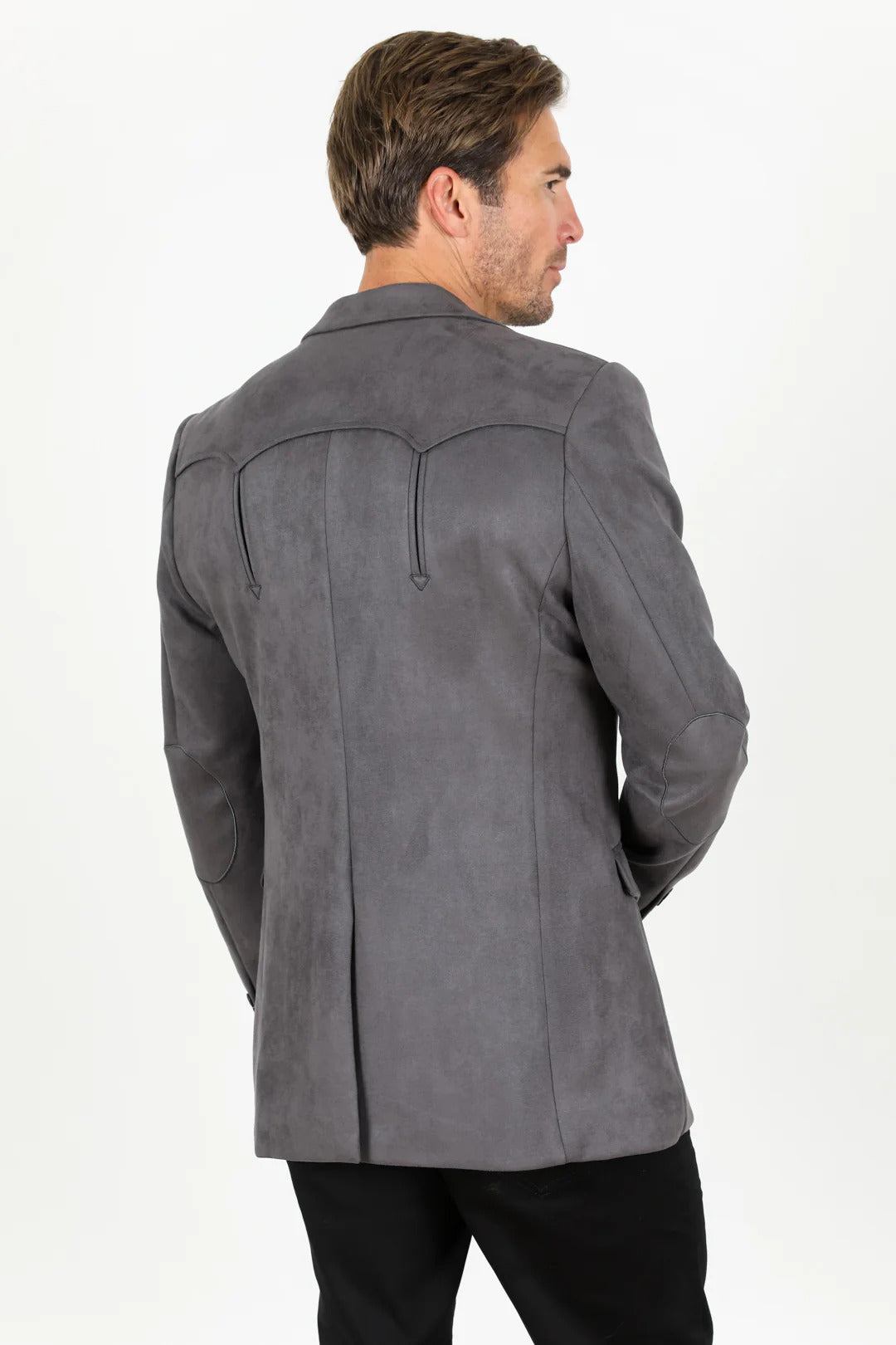 Double Button Suede Western Blazer Charcoal – SuitUSA