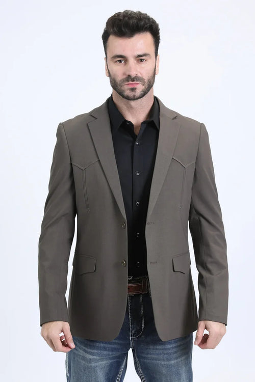 Mens Dark Brown Western Blazer – Cowboy Formal Suit