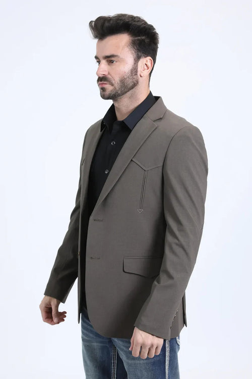 Mens Dark Brown Western Blazer – Cowboy Formal Suit
