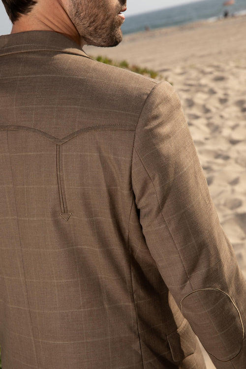 Men’s Western Cowboy Blazer Jacket with Elbow Patch – Smart Casual Sport Coat