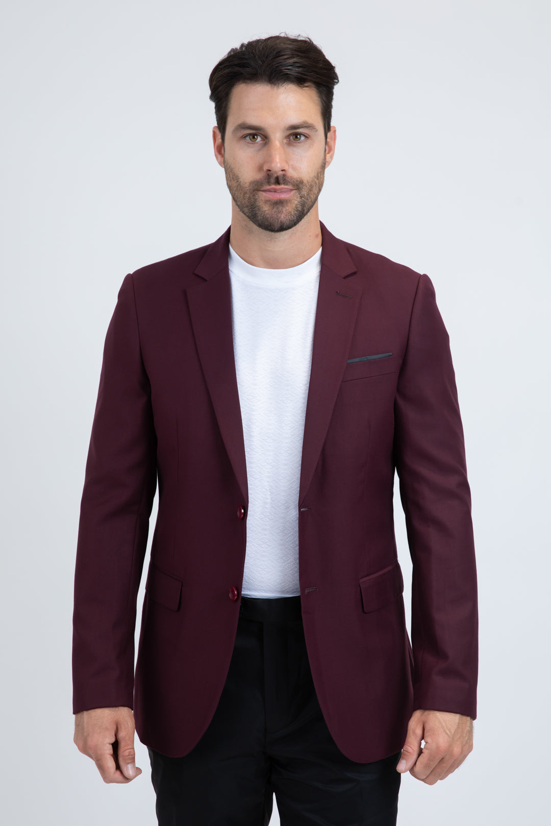 Burgundy Western Cowboy Blazer - Mens Modern Fit Stretch Date Night Burgundy Blazer – SuitUSA