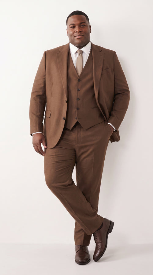 Mens Chestnut Brown 3-Piece Suit β Two-Button Wedding, Business and Formal Suit with Vest Modern Fit