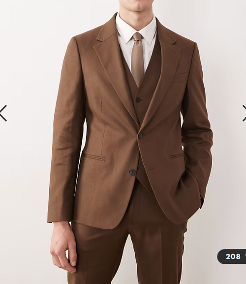 Mens Chestnut Brown 3-Piece Suit β Two-Button Wedding, Business and Formal Suit with Vest Modern Fit