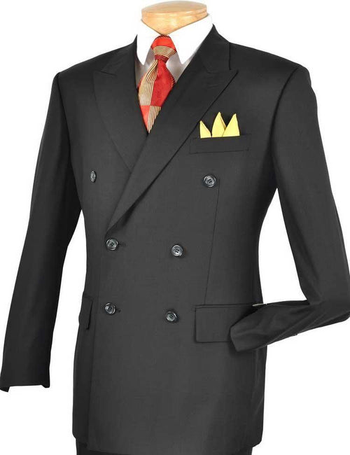 Black Double Breasted Regular Fit Suit by Vinci