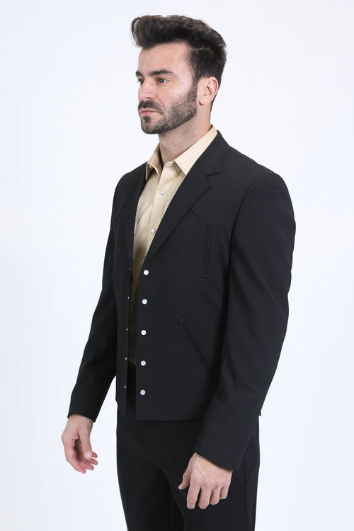 Men’s Western Black Formal Suit – Classic Tailored Cowboy Look