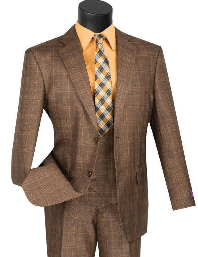 Mens 1930s Chestnut Brown Plaid 3 Piece Dress Suit 1920s Fancy Vest V2RW-7 – SuitUSA