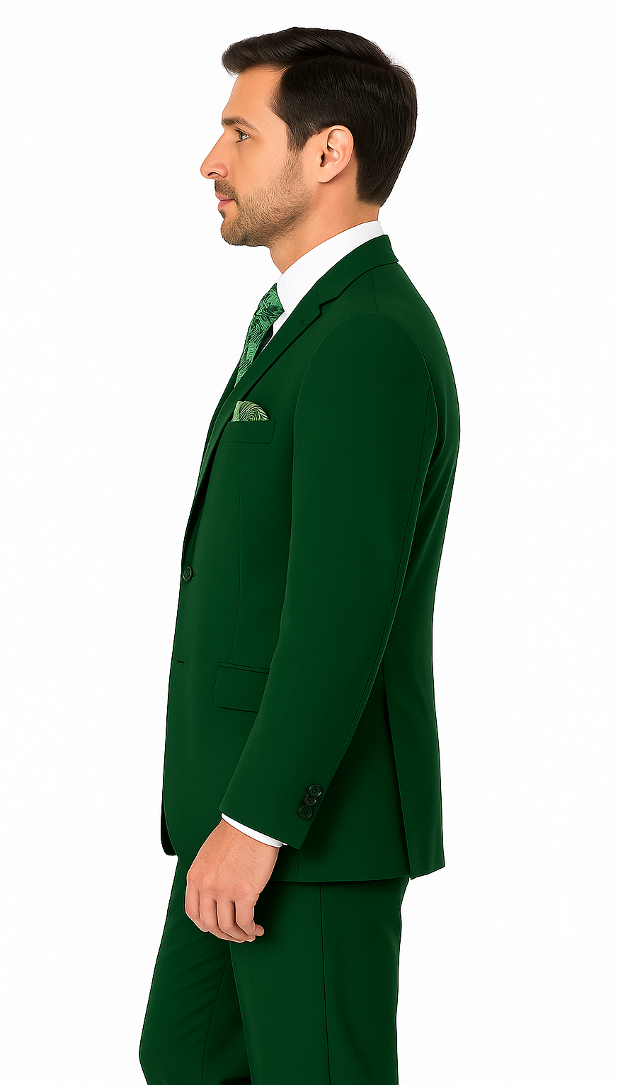 Mens 2 Button Classic Fit Basic Poplin Emerald Green Suit